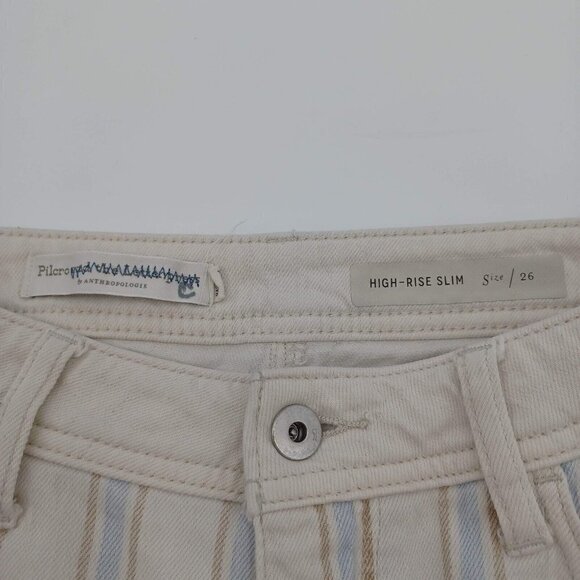 Anthropologie Pilcro Fleur High Rise Slim Crop Jeans Striped Women‘s Size 26 - Picture 6 of 12